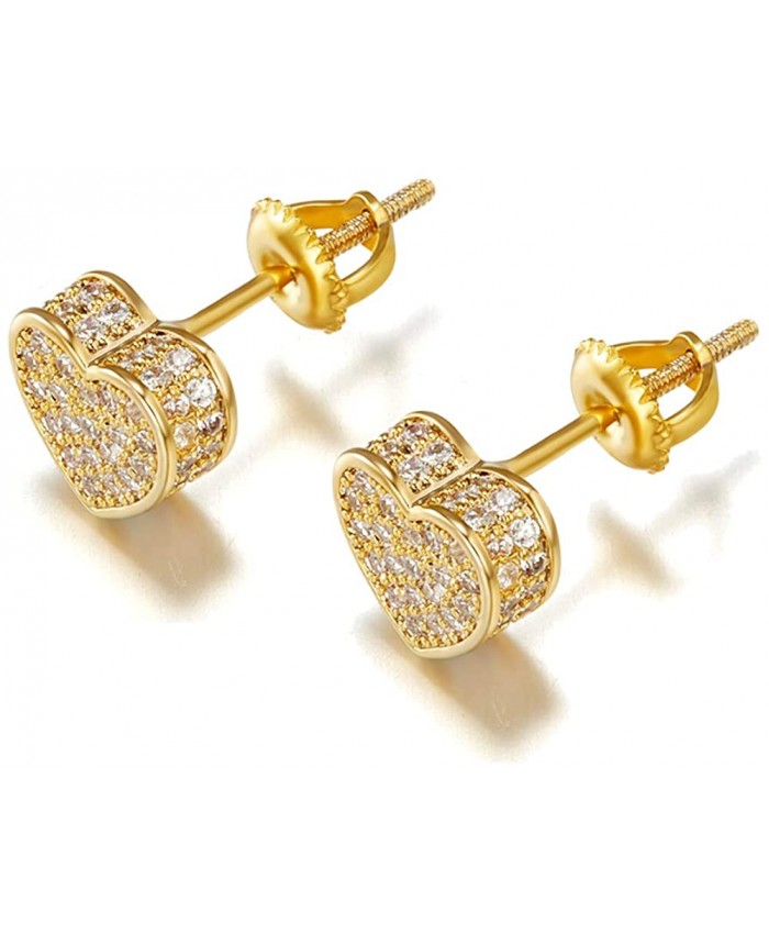 18k Gold Plated Heart Stud Earring For Women Girls Hypoallergenic Earring 925 silver Screw Back Iced Out Cubic Zirconia earring SENTERIA