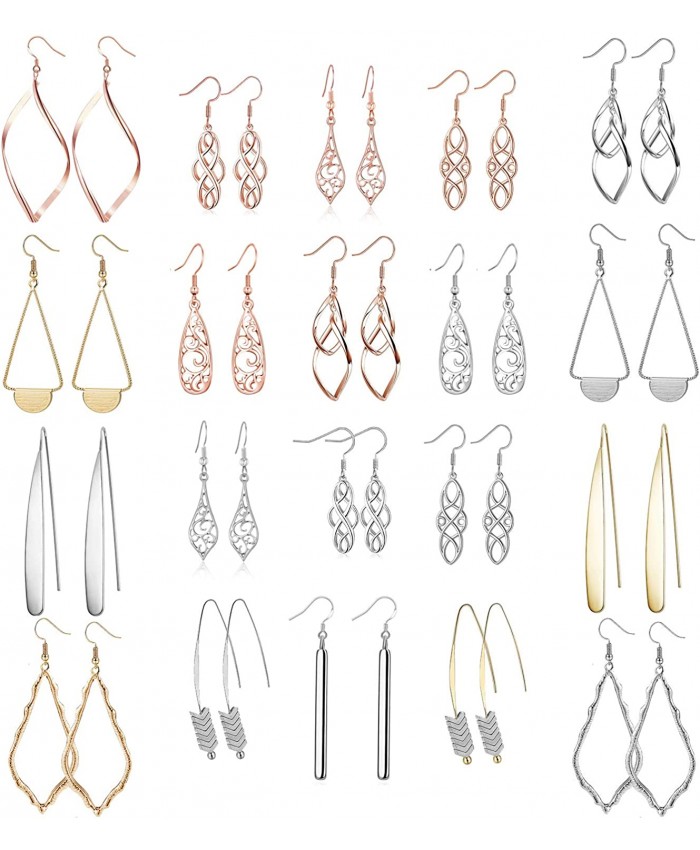 20 Paris Assorted Dangle Earrings for Women Fashion-Celtic Earrings for Women Gold Bar Earrings for Teens Girls Dangle Earrings Set for Women Cute Earrings Dangle for Teen Girl Filigree Earrings