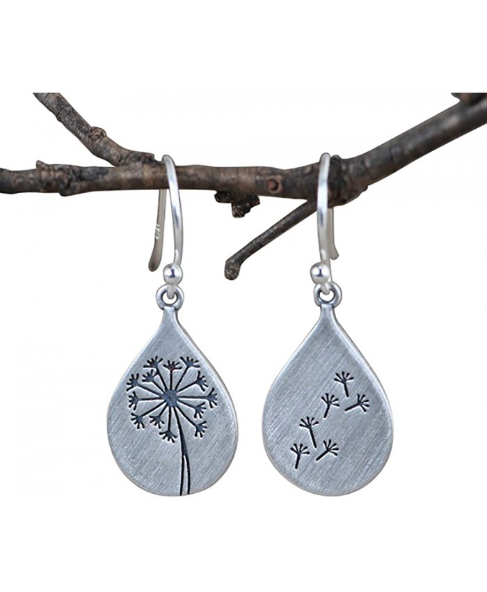 925 Sterling Silver Dandelion Drop Earrings for Women Teen Girls Water Drop Silver Flower Mountain Tree Dangle Earrings Jewelry Gifts for Mom Lover A-Dandelion Earrings