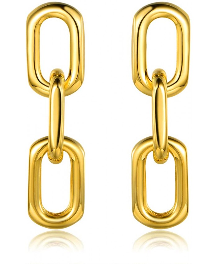 Barzel 18K Gold Plated Symmetrical Chain Link Dangling Earrings