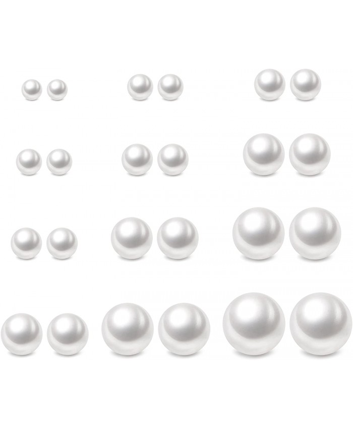 Charisma 4-12mm Composite Pearl Earrings Round Ball Pearls Stud Earrings Hypoallergenic 5 Pairs Mixed Sizes Imitation Pearl Earrings Set for Girls Women