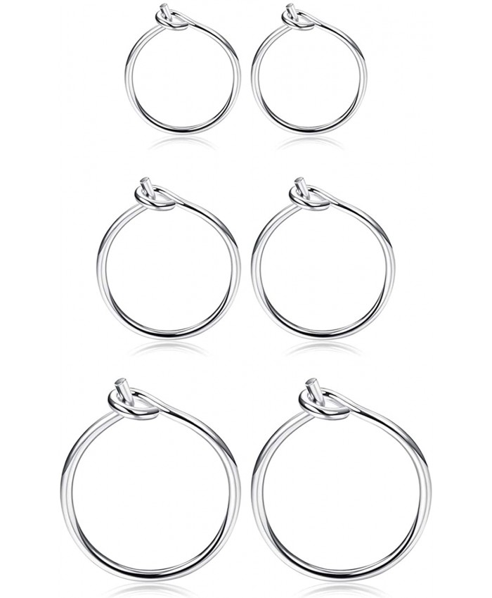 Fiasaso 3 Pairs 925 Sterling Silver Hoop Earrings For Women Girls Small Hoop Earrings Sleeper Earrings Piercing Jewelry Set 6MM 8MM 10MM Silver Tone