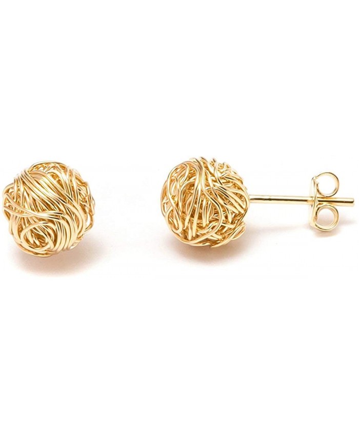Gold Love Knot Earrings for Women & Girls | Barzel 18K Gold Plated Woven Love Knot Stud Earrings 10mm For Women - Made In Brazil Gold