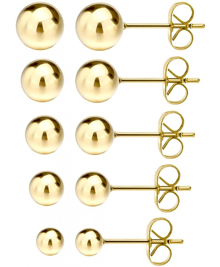 JewelrieShop Ball Earrings 316L Surgical Steel Earrings Round Ball Stud Earrings Set for Women Girls