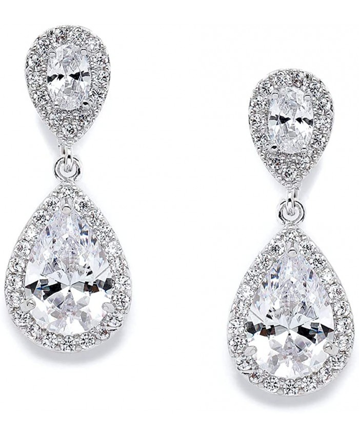 Mariell Dainty Cubic Zirconia Crystal Teardrop Earrings for Brides Wedding & Bridal Jewelry for Women