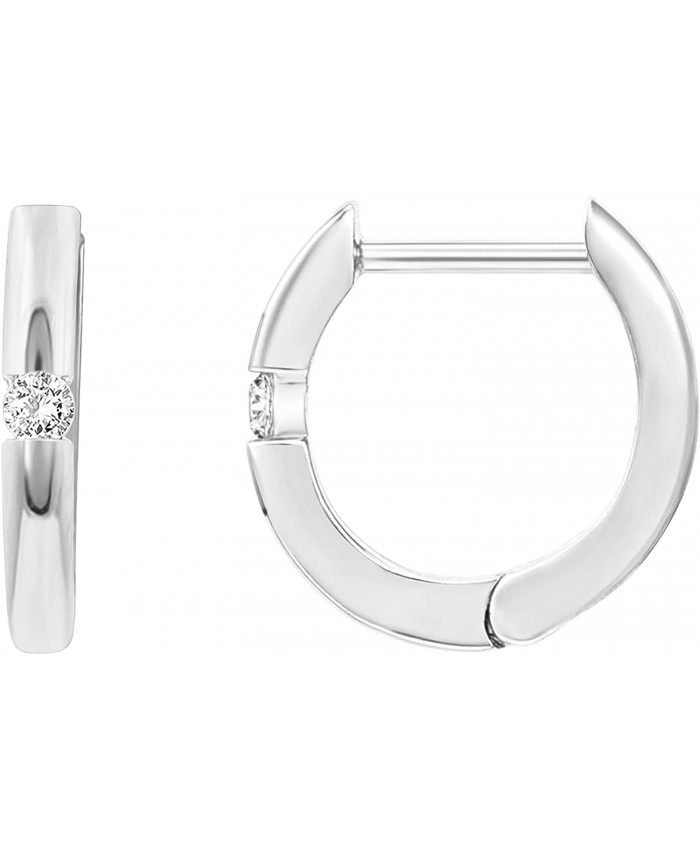 PAVOI 14K Gold Plated Sterling Silver Cubic Zirconia Huggie Hoop Earrings for Women in White Gold