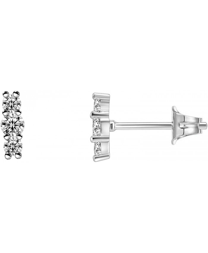 PAVOI 14K Gold Plated Sterling Silver Post Sparkling Elegance Cubic Zirconia Bar Earrings | White Gold Earrings for Women