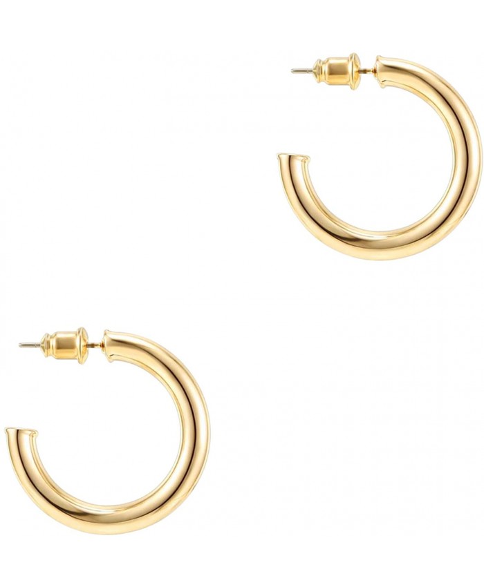 PAVOI 14K Yellow Gold Hoop Earrings For Women | 3.5mm Thick 30mm Infinity Gold Hoops Women Earrings | Gold Plated Loop Earrings For Women | Lightweight Hoop Earrings Set For Girls