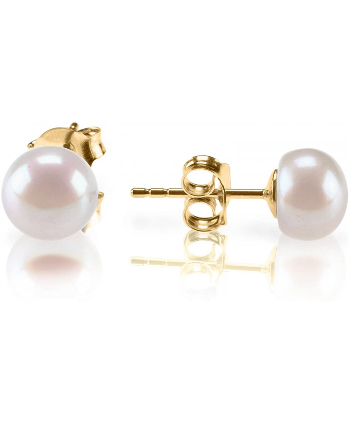 PAVOI Sterling Silver Freshwater Cultured Stud Pearl Earrings - 5.5mm AAA Quality