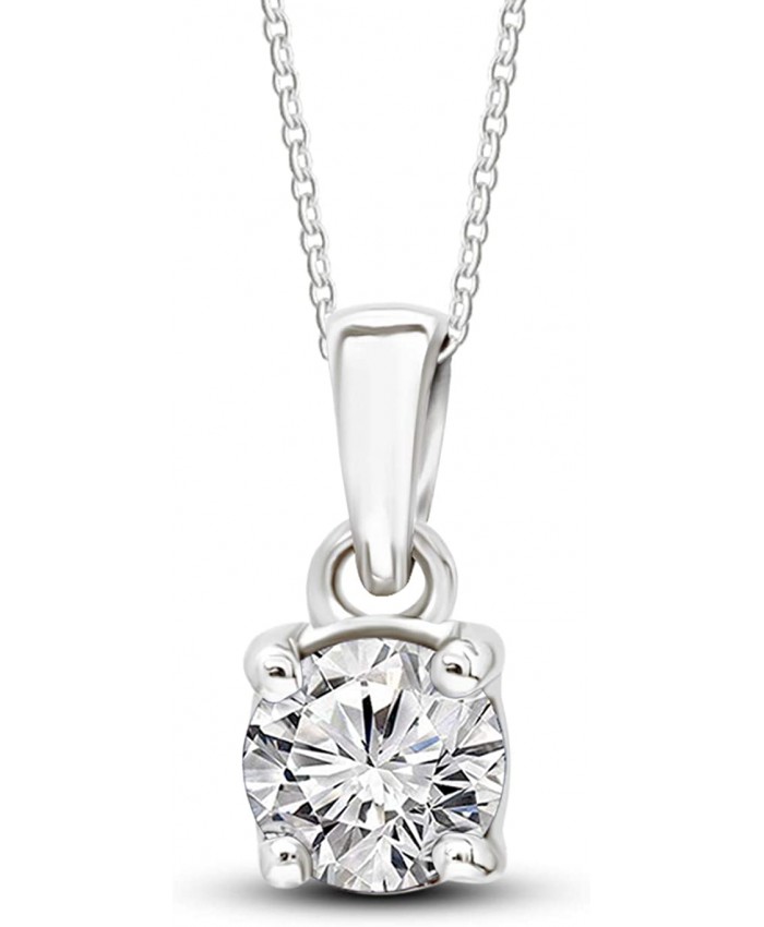 Mothers Day Gifts IGI Certified 100% Natural Diamond Pendant 10K White Gold 3 4 carat Real Diamond Classic Solitaire Pendant For Women  3 4 CTTW H-I Color I3 Clarity Diamond Gifts for Mom