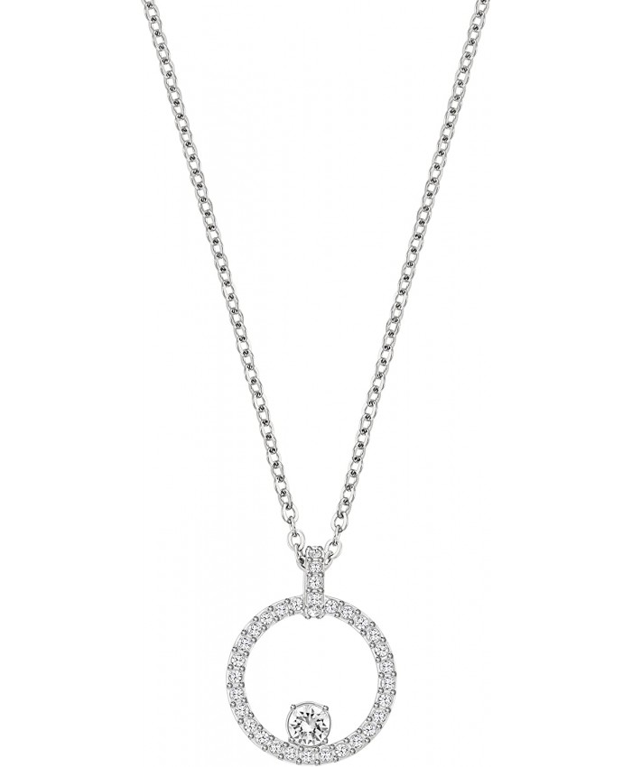 Swarovski Creativity Collection Women's Necklace Intertwined circle Pendant with White Crystals and Rhodium Plated Chain