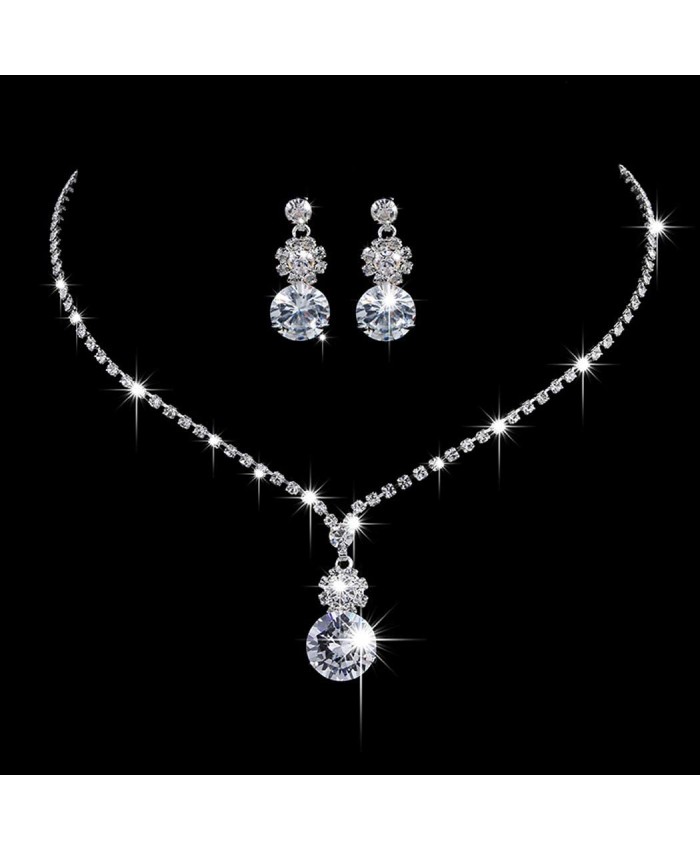 Unicra Bride Silver Bridal Tassel Necklace Earrings Set Crystal Wedding Jewelry Set Pearl Choker Necklace for Women and Girls 3 piece set - 2 earrings and 1 necklaceNK072-2