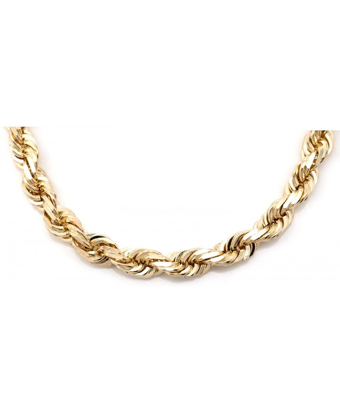 10K Gold 3MM-5MM Diamond Cut Rope Chain Necklace Unisex Sizes 7-30 Yellow 7MM 26