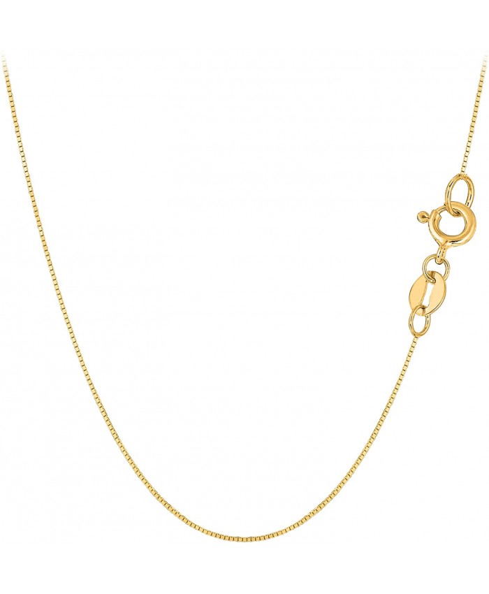 10k Yellow Solid Gold Mirror Box Chain Necklace 0.6mm 18 Chain Necklaces