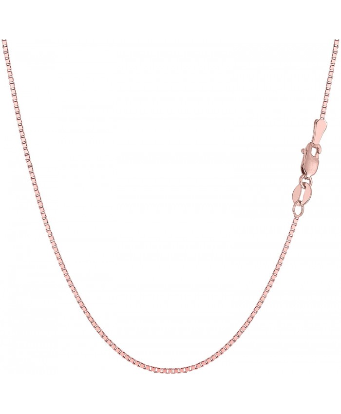 14k Rose Solid Gold Mirror Box Chain Necklace 0.6mm 20