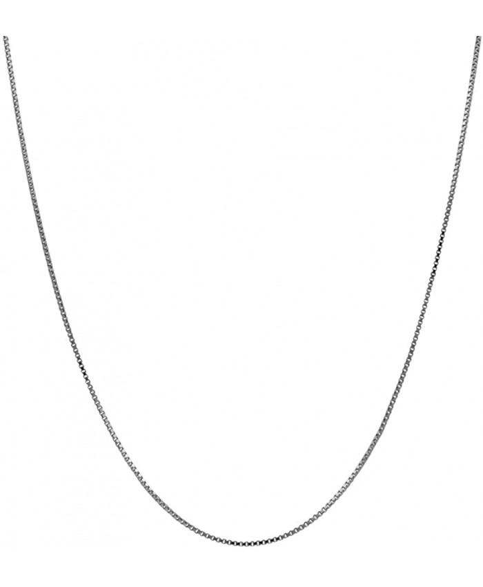 14K Thin Solid White Gold 0.5mm Box Chain Necklace - 20 Inches