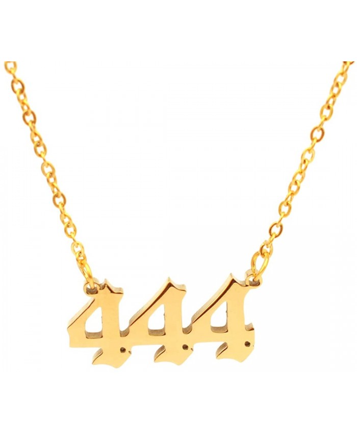 Angel Number Necklace For Women Gold Plated Dainty 111 222 333 444 555 666 777 888 999 Pendants Choker Chain Numerology Jewelry 444-Gold
