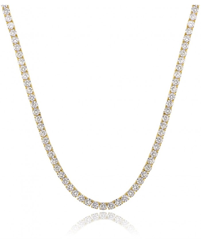 GMESME 18K Gold Plated 4.0mm Cubic Zirconia Classic Tennis Necklace 18 Inch