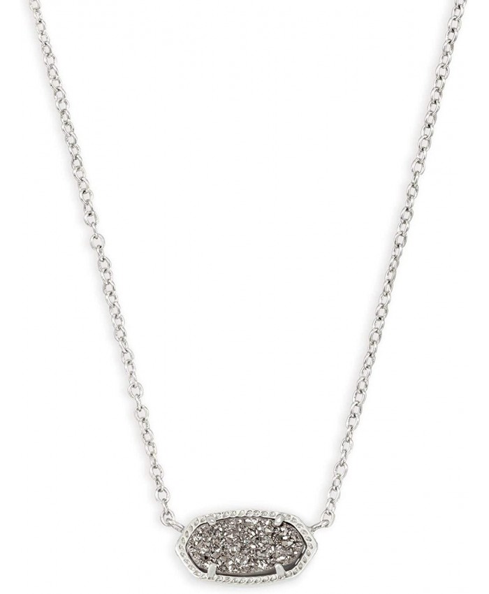 Kendra Scott Elisa Pendant Necklace for Women Fashion Jewelry Rhodium-Plated Platinum Drusy