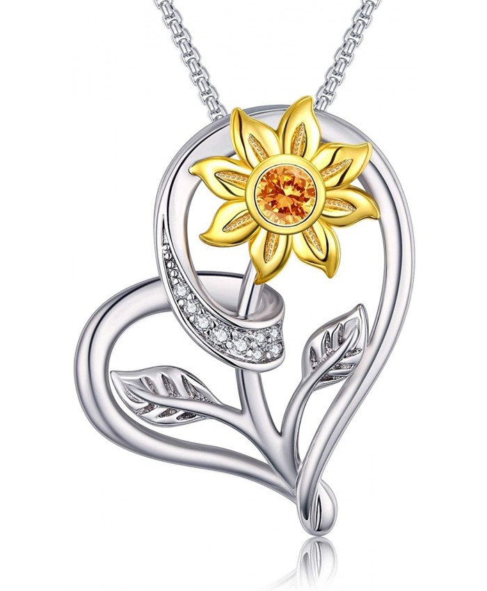 Klurent Sunflower Necklace for Women Love Heart Pendant My Sunshine Jewelry Adjustable 18-20 Inches Mother's Day Gift Valentines Day Birthday Necklaces Gifts for Mother Wife Girlfriends Daughter