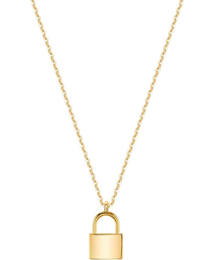 Mevecco Gold Dainty Lock Necklace for Women 18K Gold Plated Cute Tiny Padlock Boho Love Elegant Necklace