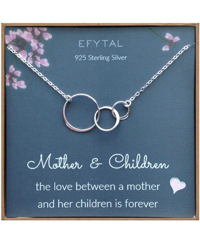 Mom 2 Children Necklace Sterling Silver Three 3 Interlocking Infinity Circles Mothers Day Jewelry Gift