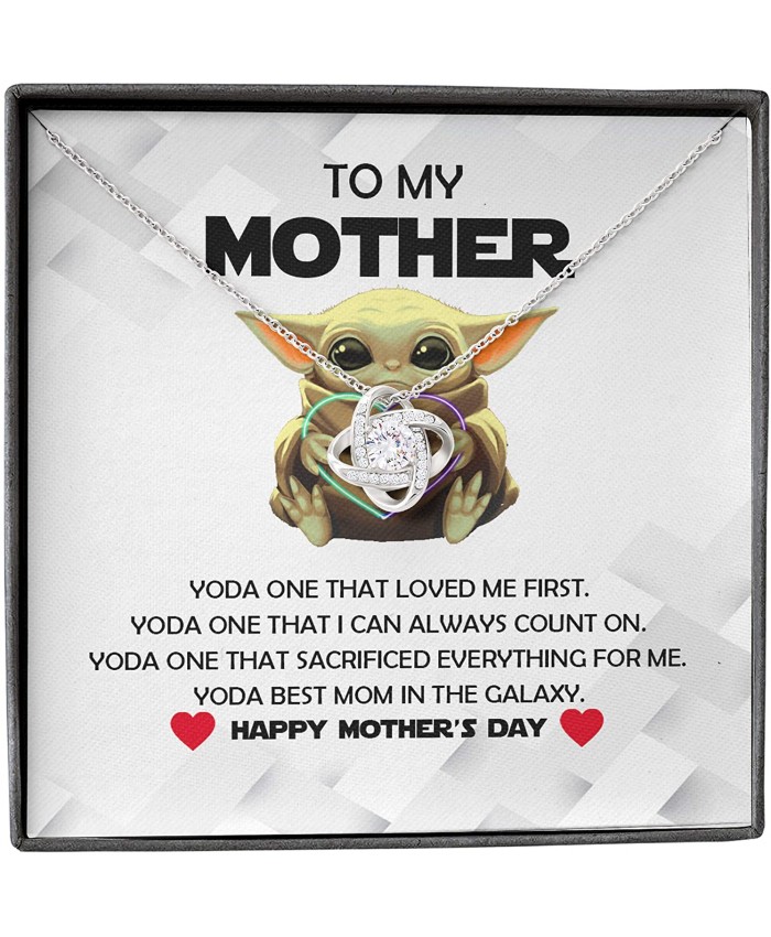 Mother Daughter Son Necklace Presents For Mom Gifts Baby Yoda# Best Interlocking Custom Dainty Chain Necklaces For Women Mothers Day Jewelry Happy Birthday Gift Pendant Mother'S Day Ideas For Her