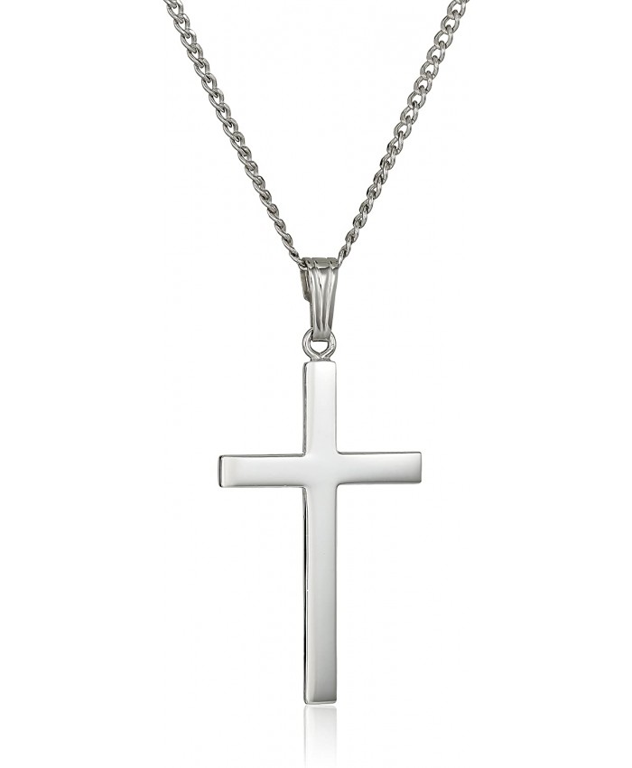 Sterling Silver Polished Cross Pendant Necklace 20