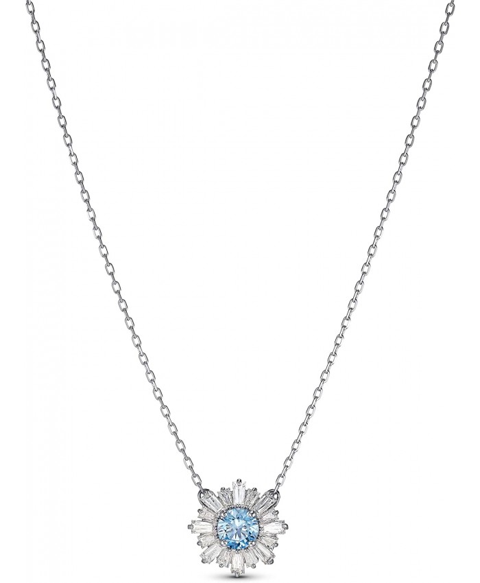 Swarovski Sunshine Collection Women's Pendant Necklace with Blue and White Crystals on a Rhodium Plated Chain Swarovski 125 Anniversary Edition