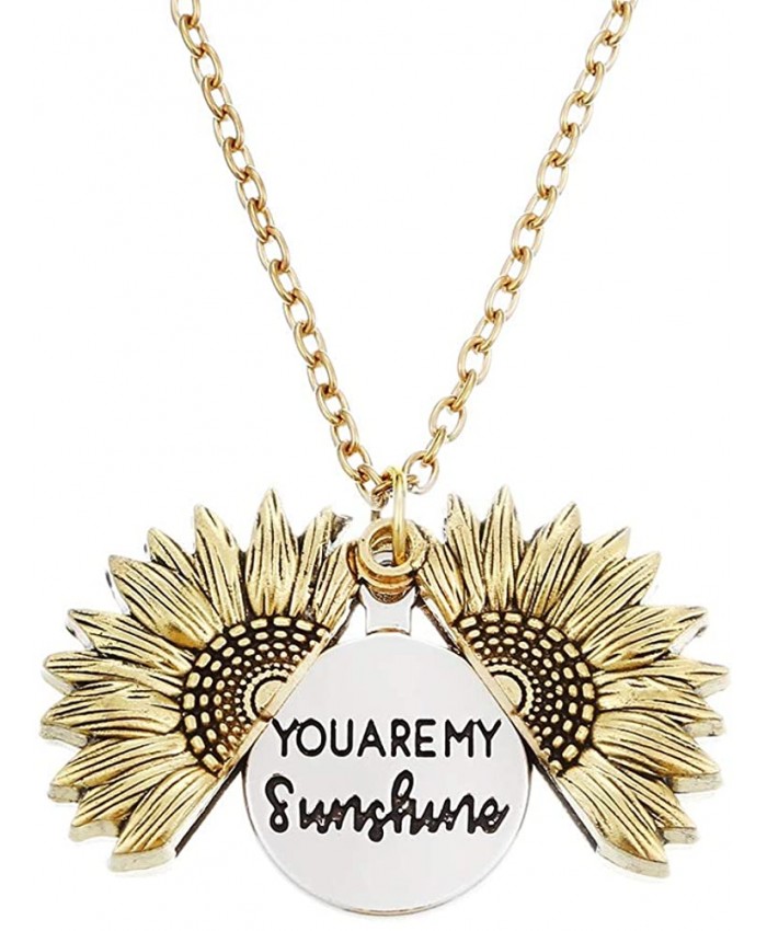 You are My Sunshine Engraved Necklace Sunflower Locket Necklace
