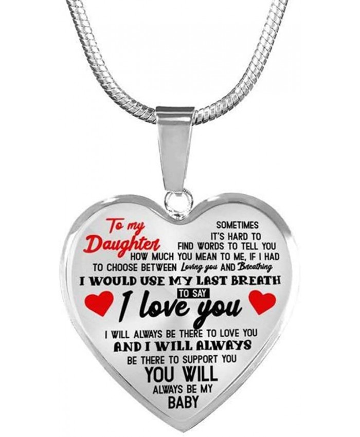 ZXOTTY to My Daughter Always Be My Baby I Love You Luxury Heart Shape Necklace Anniversary Birthday Graduation Gift for Daughter from Mom Dad