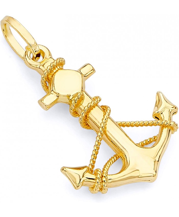 14k REAL Yellow Gold Anchor Charm Pendant 16 x 14 mm The World Jewelry Center