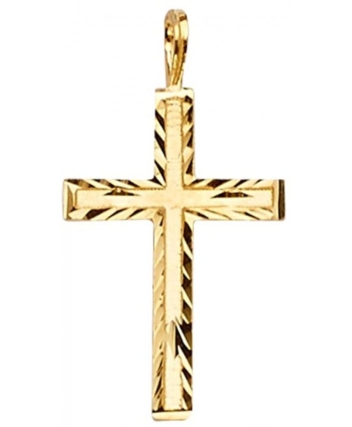 14k Yellow Gold Cross Religious Charm Pendant Size 22 x 12 mm The World Jewelry Center
