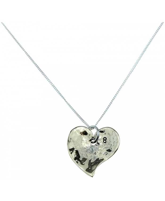 8th Anniversary Beaten Bronze Heart Pendant with 8 Stamped in Corner - Great 8th