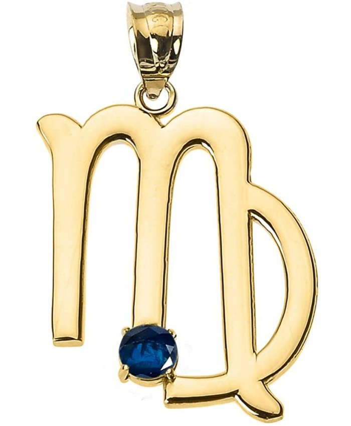 Astrology Jewelry Personalized 10k Yellow Gold Genuine Blue Sapphire September Birthstone Virgo Zodiac Charm Pendant Claddagh Gold