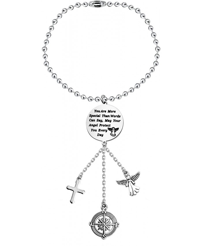 BEKECH Guardian Angel Car Charm You Are More Special Than Words Can Say Car Rear View Mirror Charm Drive Safe Prayer Car Hanging Ornament Drive Safe Gift for Divers Husband Father silver