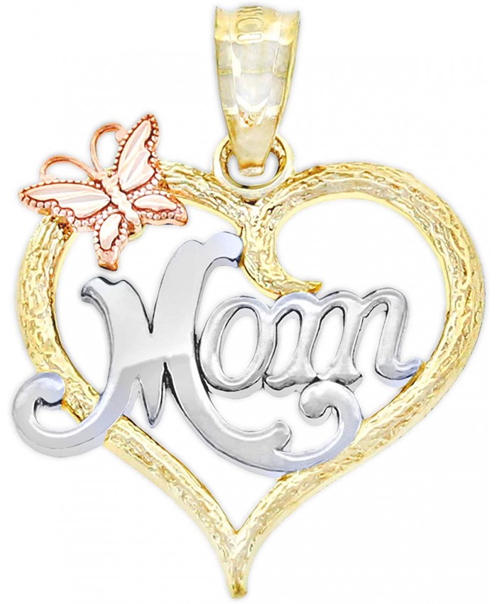 Charm America - Gold Mom Inside Heart Charm - 10 Karat Solid Gold