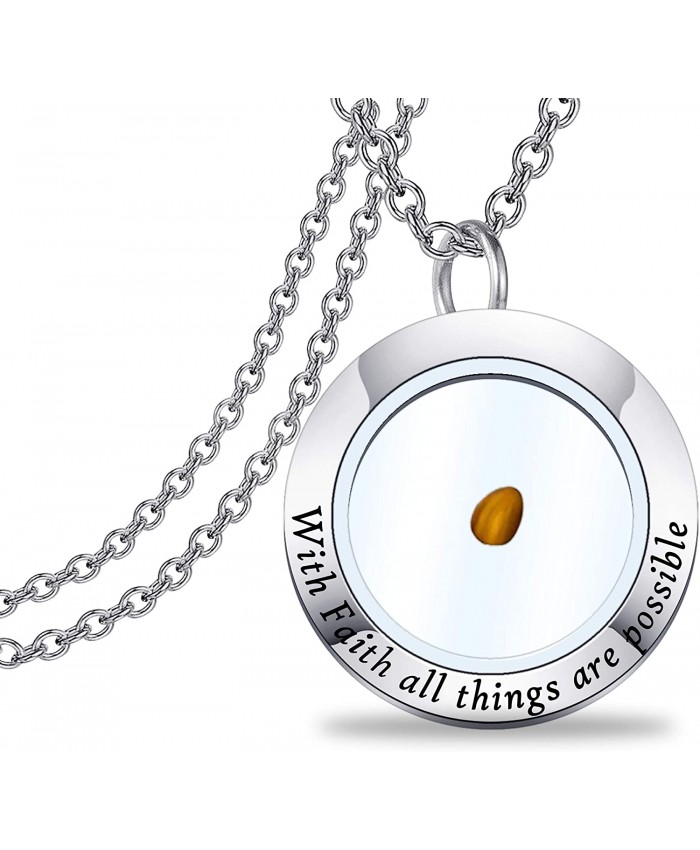 ENSIANTH with Faith All Things are Possible Mustard Seed Necklace