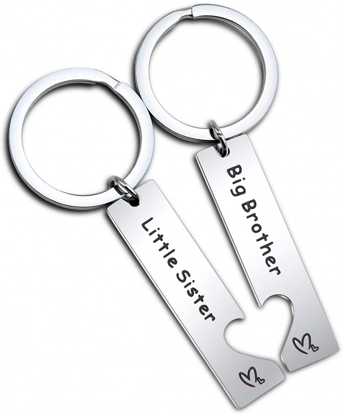 FEELMEM Big Sister Little Brother Sibling Matching Keyring Set Family Jewelry big brother +little sister