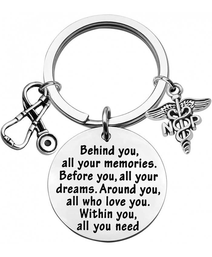FEELMEM NP Graduation Gift NP Nurse Practitioner Gift NP Keychain Behind You All Memories Before You All Your Dream Inspirational Gift for Nurse Practitioner Graduates NP