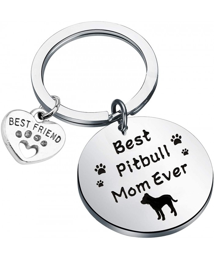 FUSTMW Dog Owner Gifts Best Dachshund Mom Ever Keychain Dog Lover Gifts Paw Print Jewelry Pet Owner Rescue Gift Best Pitbull mom