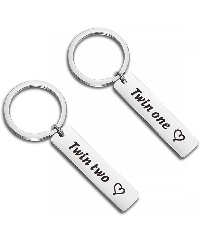 Gzrlyf Twins Keychain Twin One Twin Two Keychain Set Twins Gifts for Twins Sister Twin Brother Gift