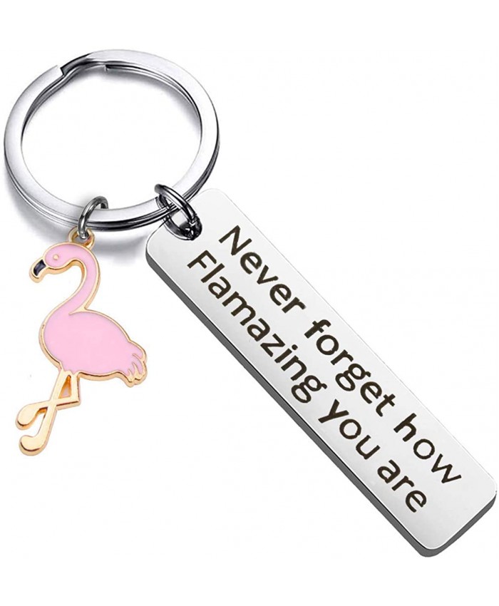 Like-Lx Motivational Flamingo Keychain Never Forget How Flamazing You are Keychain Flamingo Lover Jewelry Gift for Family BFF Animal Lovers