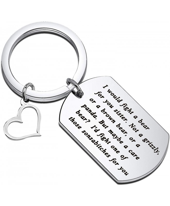 LQRI Sister Gifts from Sister BFF Friendship Keychain I Would Fight a Bear for You Sister Keychain Funny Soul Sister Gift for Best Friend Bestie Big Sister Little Sister Unbiological SistD-a bear