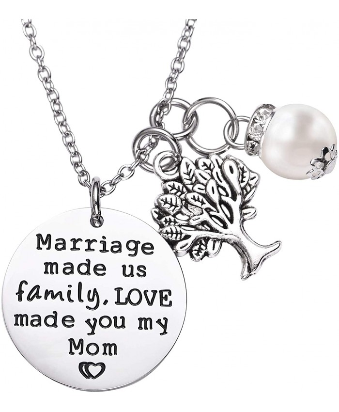 Mother In Law Gift Marriage Made Us Family but Love Made You My Mom Necklace Groom's Mom Bride Wedding Day Gift for Mom