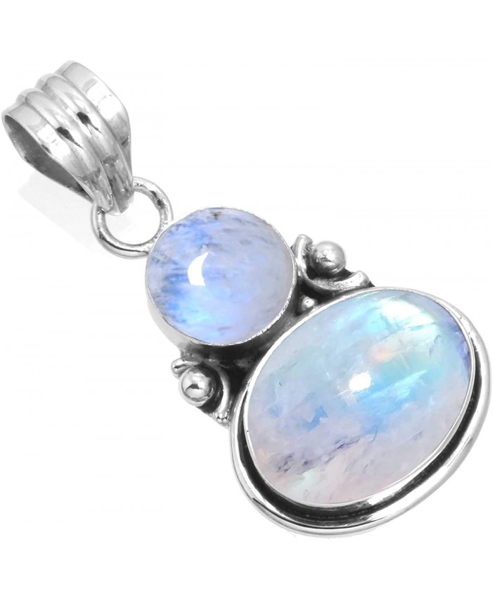 Natural Rainbow Moonstone Pendant 925 Sterling Silver Handmade Jewelry 99509 RB P