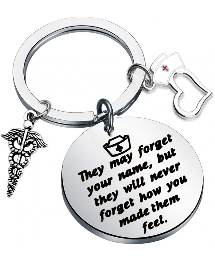 Nurse Keychain Gifts Nurse Graduation Gifts Nurses Student Gifts Nursing Jewelry RN Nurse Gifts They Will Never Forget How You Made Them Feel Nurse Forget Name Keychain