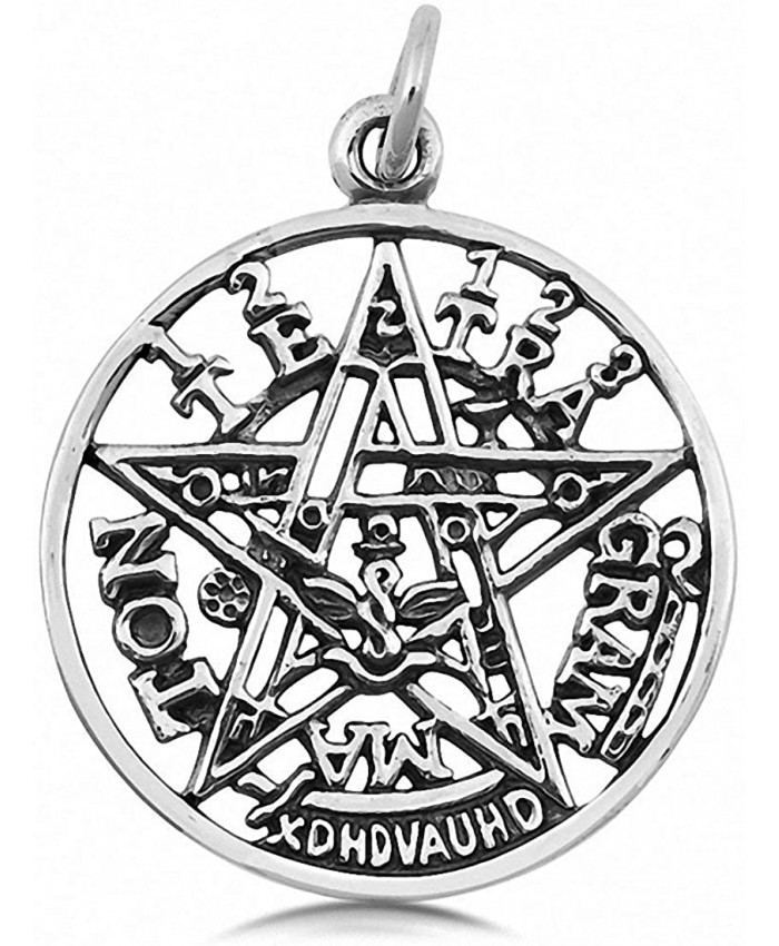 Pentagram Tetragram Pendant Charm Solid 925 Sterling Silver