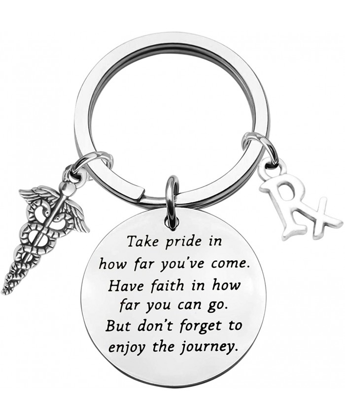 Pharmacist Keychain Rx Pharmacist Graduation Gifts RX Pharmacy Symbol Keychain Inspiration Gift for Pharmacist Jewelry Take Pride in How Far You Have Come RX Keychain