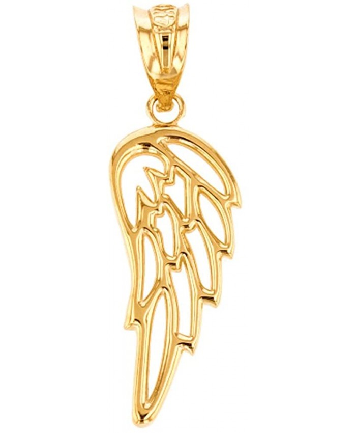 Religious Jewelry by FDJ Fine 10k Yellow Gold Guardian Angel Filigree Wing Charm Pendant